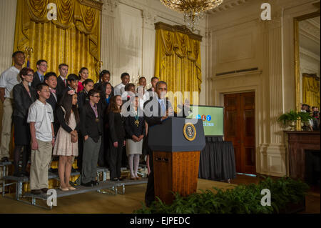 Washington DC, 23. März 2015: US-Präsident Barack Obama liefert Hinweise auf die USA & Engineering Science Festival ist eine Wissenschaft Stockfoto