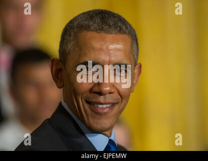 Washington DC, 23. März 2015: US-Präsident Barack Obama liefert Hinweise auf die USA & Engineering Science Festival ist eine Wissenschaft Stockfoto