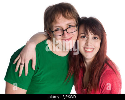 Junge süße Brautpaar in die Kamera schaut Stockfoto