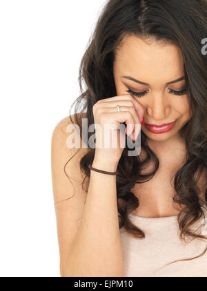 Traurig unglücklich aufgeregt junge Frau Stockfoto