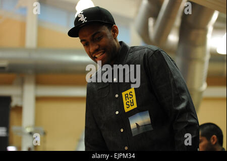 Chicago, IL, USA. 30. März 2015. Milwaukee Bucks Jabari Parker in Aktion während der 2015 POWERADE Jam Fest im Gerald Ratner Athletik Center in Chicago, IL. Patrick Gorski/CSM/Alamy Live-Nachrichten Stockfoto