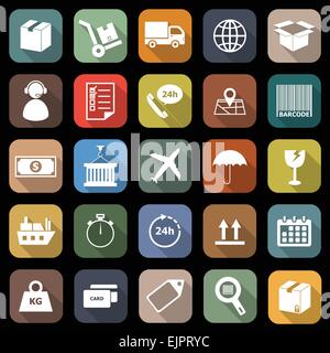 Logistik flache Symbole mit langen Schatten, Lager Vektor Stock Vektor