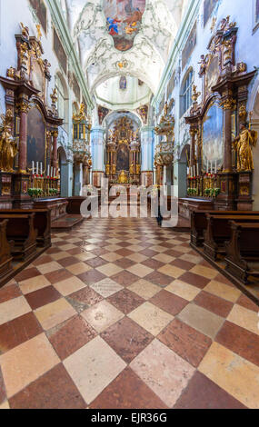 St.-Petri Kirche, Innenraum, Salzburg, Fluss Salzach, Österreich Stockfoto