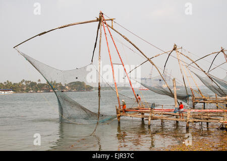 Cheena Vala, Chinese fishing Nets, Fort Kochi, Kochi, Kerala, Indien Stockfoto