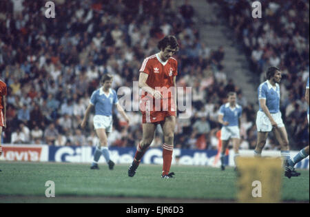 Nottingham Forest gegen Malmö FF 1979 Europacup-Finale im Olympiastadion, München, 30. Mai 1979. Nottingham Forest Stürmer Trevor Francis Final Score: Nottingham Forest-Malmö FF 1: 0 *** lokalen Caption ***-Football-Spieler Stockfoto