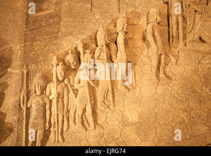 Szene im Salzbergwerk in Wieliczka, Polen - Salzbergwerk in der Nähe von Krakow Stockfoto