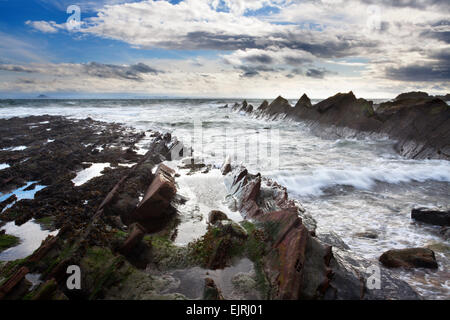 Stürmisches Wetter über den Firth of Forth bei St Monans East Neuk of Fife Schottland Stockfoto