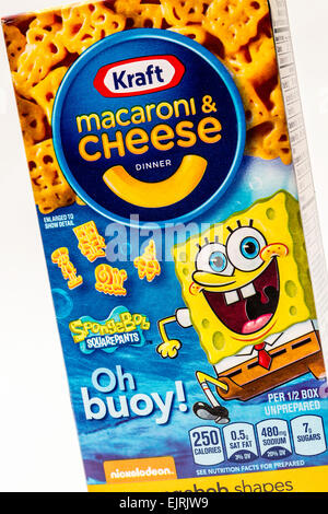 Kraft Makkaroni und Käse box mit Spongebob Schwammkopf Stockfoto