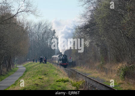 Ribble-Dampfeisenbahn, Preston, Lancashire: The Great Western Railways 0-6-2 t 5643 Lokomotive wurde 1925 gebaut und ist hier zu sehen Stockfoto