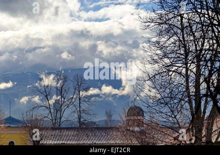 Blick auf Vitosha Berg bei stürmischem Wetter Stockfoto