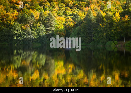 Herbst Reflexionen über Ladybower Vorratsbehälter, Peak District Nation Park, Derbyshire Stockfoto