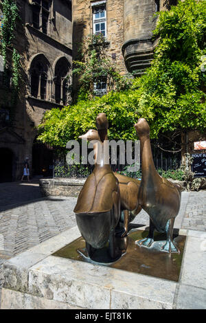 "Place du Marché-Aux-l ', Gans Marktplatz, Sarlat-la-Canéda, Perigord Noir, Dordogne, Aquitaine, Frankreich Stockfoto