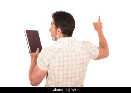 junge hübsche männliche Lehrer halten notebook Stockfoto