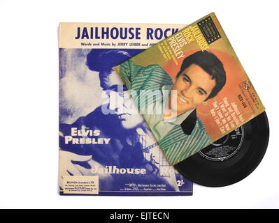 Jailhouse Rock Noten und: extended Play aufnehmen mit Elvis Presley. Stockfoto