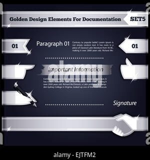 Silber Design-Elemente für Dokumentation Set5 Stockfoto