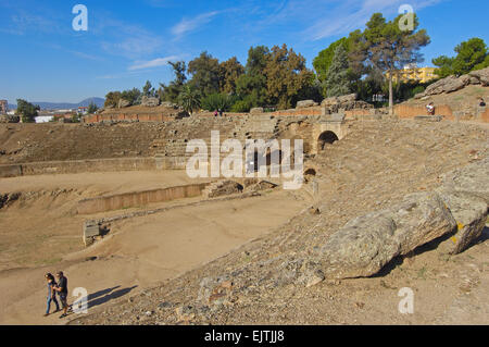 Römisches Amphitheater, Merida, UNESCO World Heritage site, Badajoz Provinz Extremadura, Ruta de La Plata, Spanien, Europa. Stockfoto