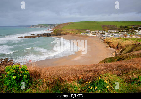 Challaborough Strand und die Bucht von South Devon England Großbritannien in der Nähe von Burgh Island und Bigbury-sur-mer auf dem South West Coast path Stockfoto