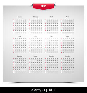 Kalender 2015 auf 3d Effekt Blatt Stockfoto