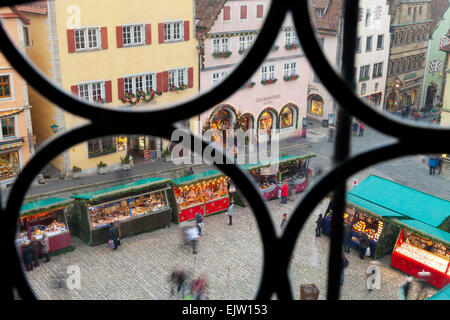 Übersicht der Weihnachtsmarkt, Rothenburg Ob der Tauber, Deutschland Stockfoto