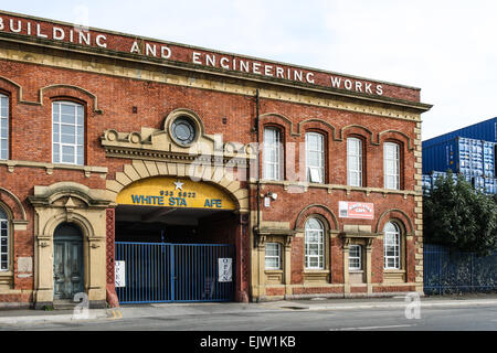 Harland und Wolff, Regent Straße, Liverpool, Vereinigtes Königreich und die weißen Sterne Café. Jetzt abgerissen. Stockfoto