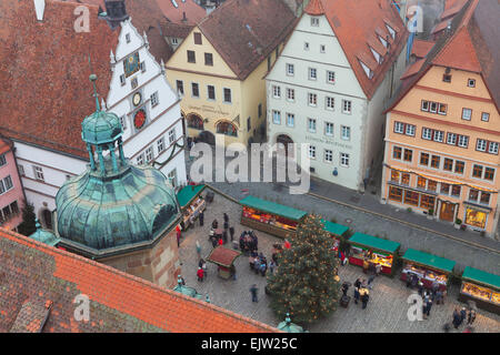 Übersicht der Weihnachtsmarkt, Rothenburg Ob der Tauber, Deutschland Stockfoto