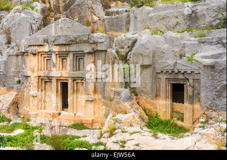 Felsengräber in Myra, Provinz Antalya, Ägäis, Türkei Stockfoto