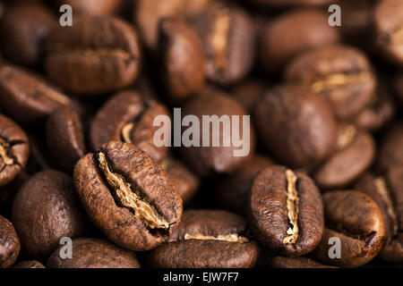 Nahaufnahme des Mediums geröstete Kaffeebohnen Stockfoto