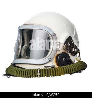 Astronaut/Pilot Helm isoliert auf einem weißen Hintergrund. Stockfoto