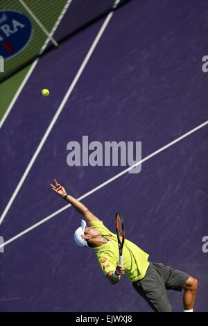 Key Biscayne, Miami, Florida, USA. 31. März 2015. Kei Nishikori (JPN) Tennis: Kei Nishikori Japans in Aktion während des Miami Open Tennis Turnier vierten Runde Spiels in Key Biscayne, Miami, Florida, Vereinigte Staaten von Amerika. Bildnachweis: AFLO/Alamy Live-Nachrichten Stockfoto