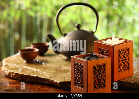 Tee und Schach Bauer Stockfoto