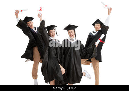 Schülerinnen und Schüler im Bachelor springen Stockfoto