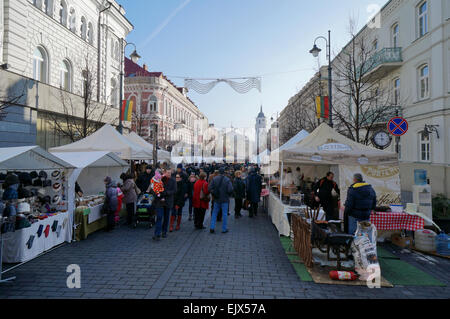 VILNIUS, Litauen - 14. Februar 2015: Messe und Festival sind die Beendigung des Winters und ein Tag der Unabhängigkeit gewidmet. Du Stockfoto