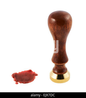 Siegellack und eine Stempel-Presse Stockfoto