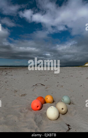 Berneray Insel Strand Hebridean Boule schwimmt Stockfoto