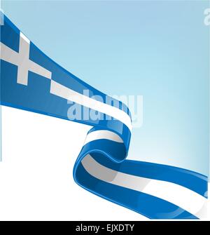 Griechische Flagge auf Himmelshintergrund Stock Vektor
