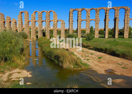 Merida, Los Milagros Aqueduct, Los Milagros Roman Aquädukt, Aquädukt von Los Milagros, Emerita Augusta, UNESCO-Welterbe Stockfoto