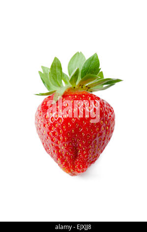 Reife Erdbeere, isoliert auf weiss Stockfoto