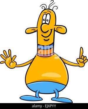 Cartoon-Illustration der lustige Fantasy Charakter oder Alien Stock Vektor