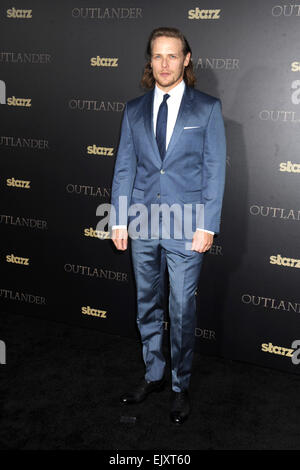 New York City. 1. April 2015. Sam Heughan besucht die "Outlander" Zwischensaison New York Premiere im Ziegfeld Theater auf 1. April 2015 in New York City. / Bild Allianz © Dpa/Alamy Live-Nachrichten Stockfoto