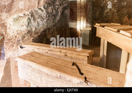 Israel. Alten Särge in Beit Shearim Nationalpark, ein UNESCO-Weltkulturerbe. Stockfoto