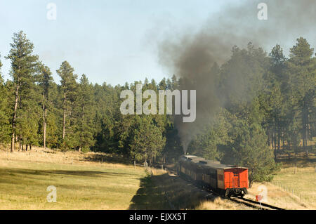 1880-Zug, Hill City, Black Hills, South Dakota, USA. Stockfoto