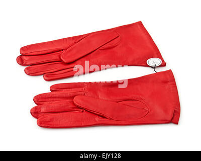 Luxus Damen Rot Lambnappa Lederhandschuhe mit Seidenfutter Stockfoto