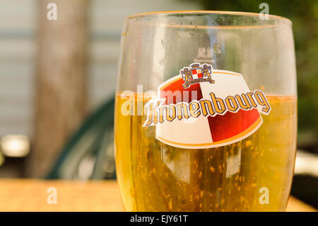 Pint Glas Kronenbourg Bier Stockfoto