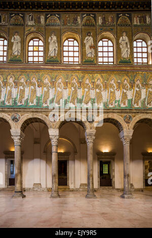 Detail der Mosaiken, die Basilika von Sant' Apollinare Nuovo, Ravenna, Italien Stockfoto