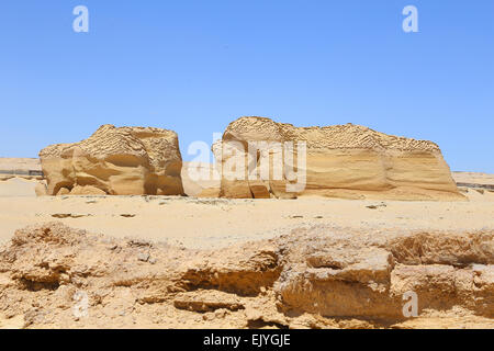 Felsformationen in das Tal der Wale westlichen ägyptischen Wüste. Stockfoto