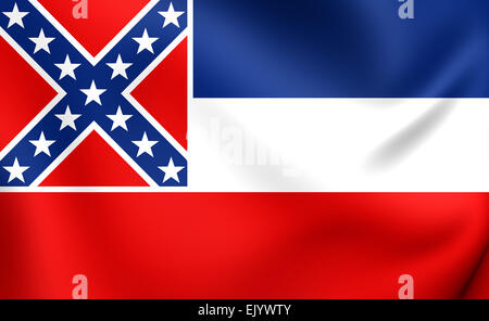 Flagge von Mississippi, USA. Hautnah. Stockfoto