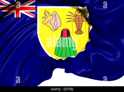 Turks And Caicos Islands Flagge. Hautnah. Stockfoto