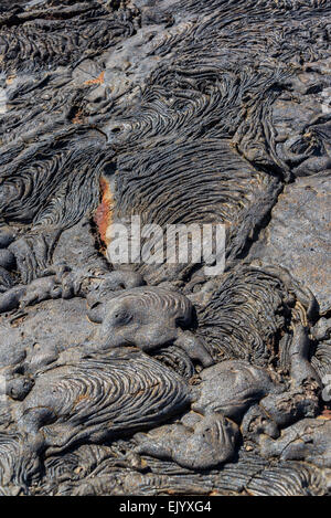 Trockenen Lavastrom auf der Insel Santiago auf den Galapagos Inseln in Ecuador Stockfoto