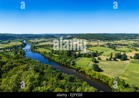 Fluss Dordogne gesehen von Domme Dordogne Aquitanien Frankreich Europa Stockfoto