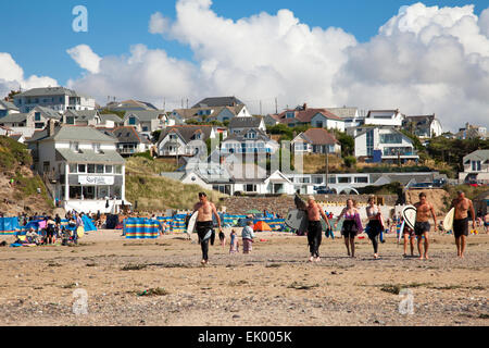 Polzeath Strand, Polzeath, Cornwall, England, Vereinigtes Königreich Stockfoto